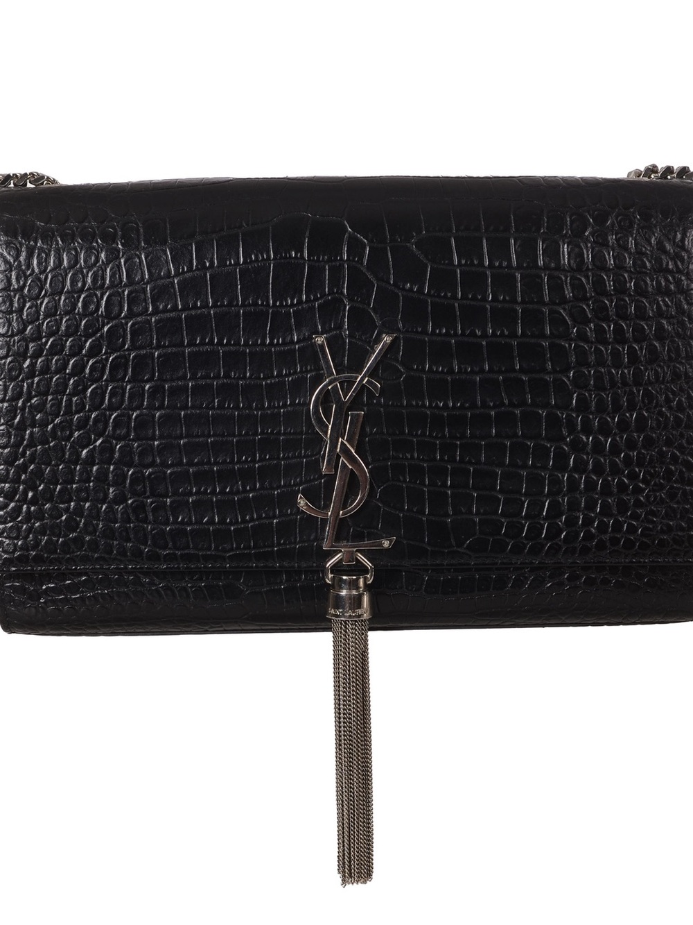 ♥️Saint Laurent Kate Monogramme Black Croc-Embossed Tassel Crossbody Bag♥️
